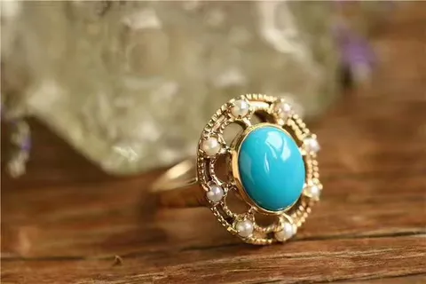 Turquoise and Pearl Ring